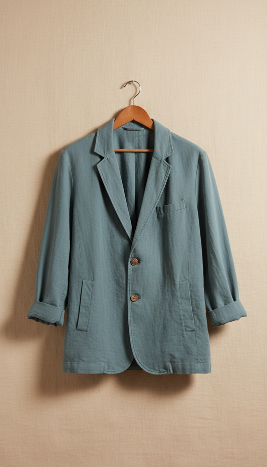 Cotton relaxed blazer with stretch