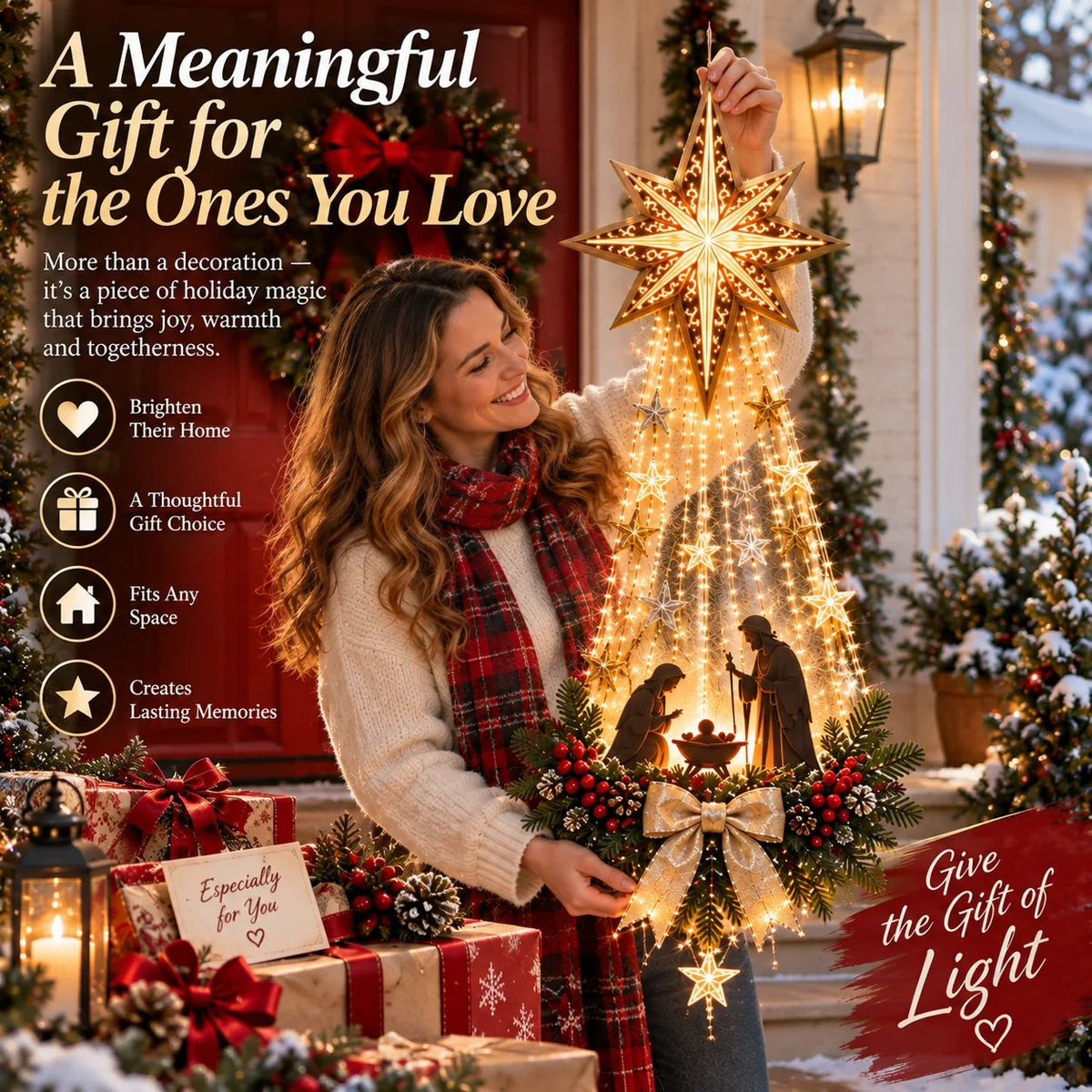 ✨Last Day 49% OFF✨✝️ Bethlehem Star of Faith – Lighted Nativity Wall Decor