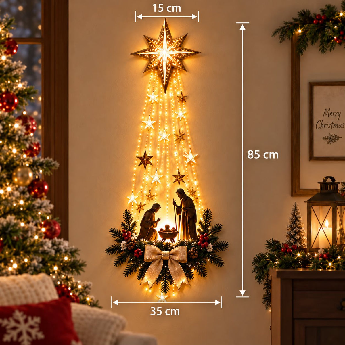 ✨Last Day 49% OFF✨✝️ Bethlehem Star of Faith – Lighted Nativity Wall Decor