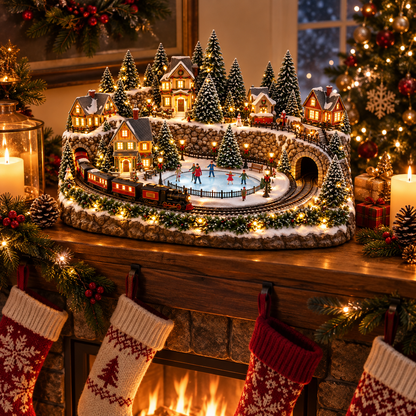 🎁Animated Holiday Train & Ice Rink Scene ✨🎁