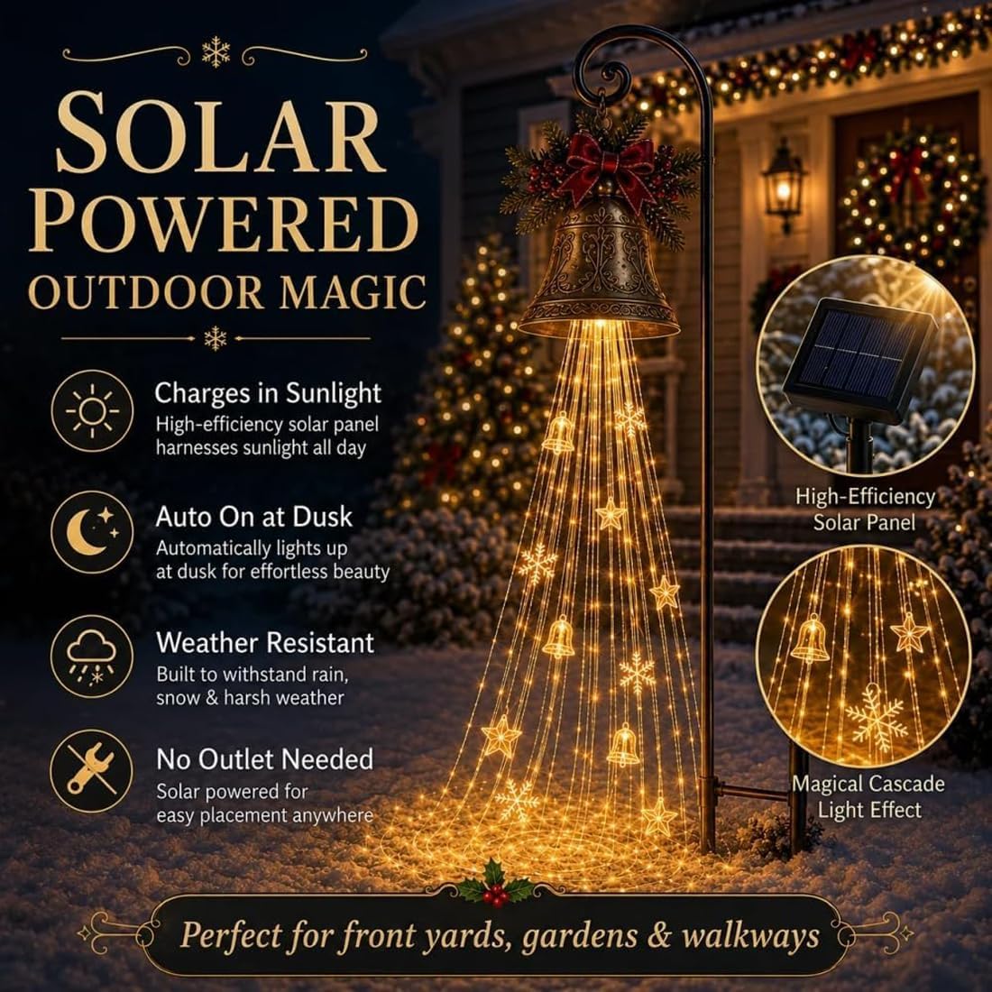 🎄🔥LAST DAY 70% OFF-🔔Christmas Bell Cascade Solar Yard Light✨