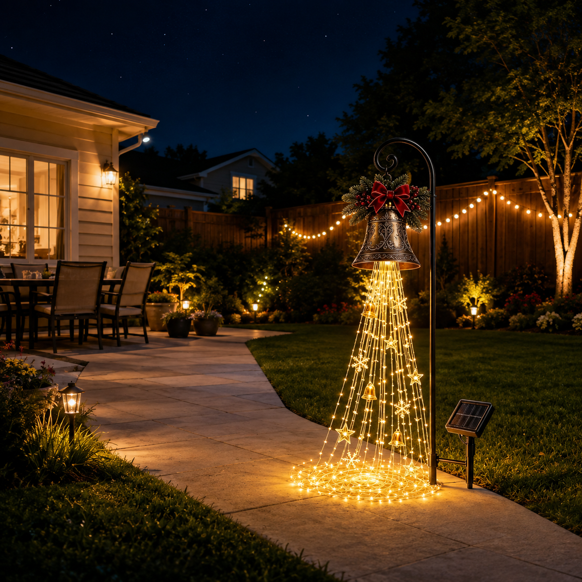🎄🔥LAST DAY 70% OFF-🔔Christmas Bell Cascade Solar Yard Light✨