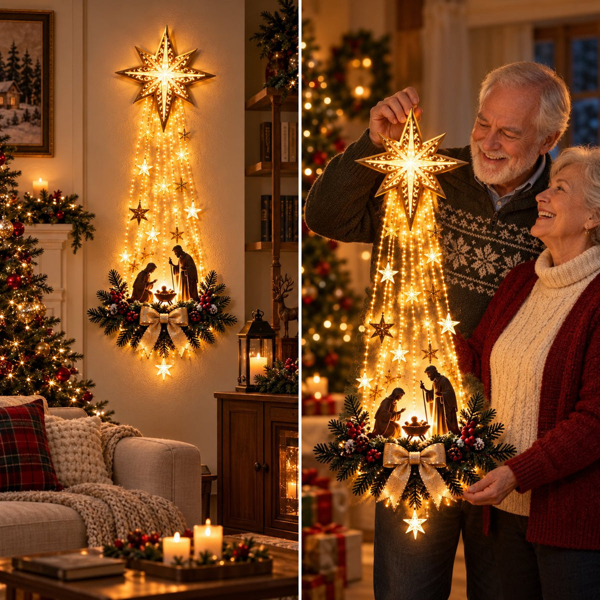 ✨Last Day 49% OFF✨✝️ Bethlehem Star of Faith – Lighted Nativity Wall Decor