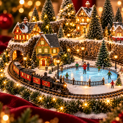 🎁Animated Holiday Train & Ice Rink Scene ✨🎁