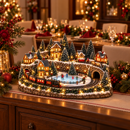 🎁Animated Holiday Train & Ice Rink Scene ✨🎁