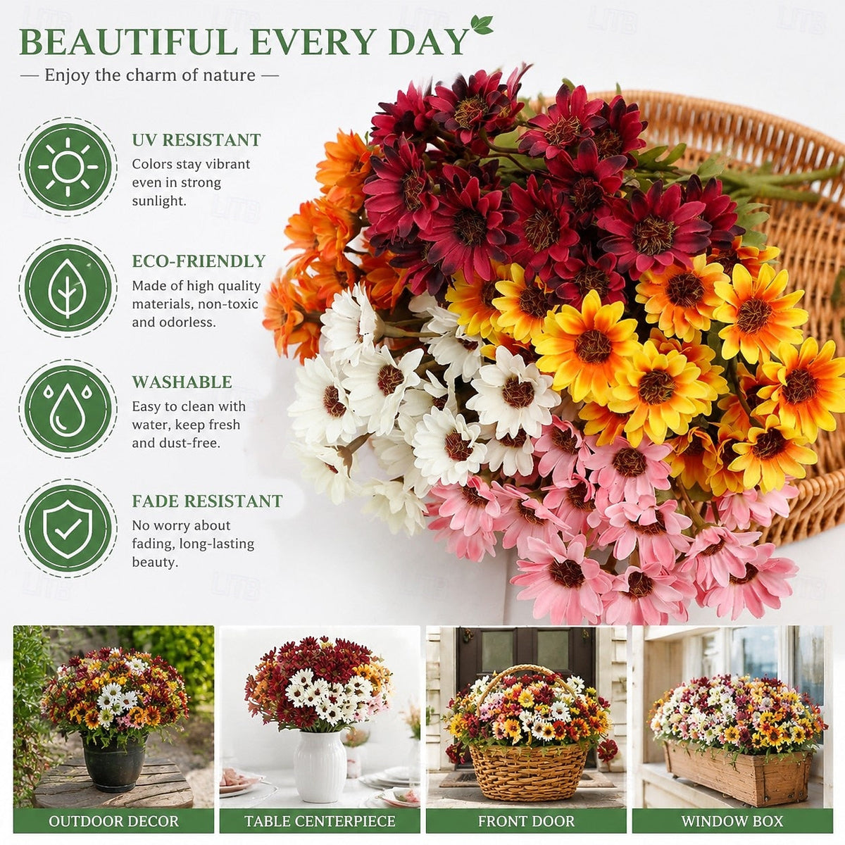 🔥 52% OFF Today Only 🔥 - Artificial Outdoor Mums Flowers - UV resistant, Waterproof, Windproof🌼
