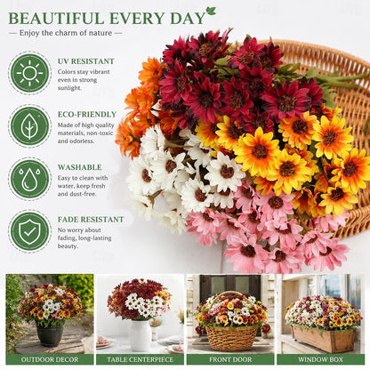 🔥 52% OFF Today Only 🔥 - Artificial Outdoor Mums Flowers - UV resistant, Waterproof, Windproof🌼